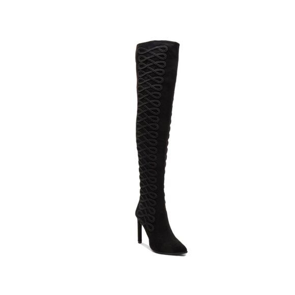 x REVOLVE Jeffrey Campbell Sherise Over the Knee Boots US Sz 8.5 Black Suede NWB - Picture 5 of 9